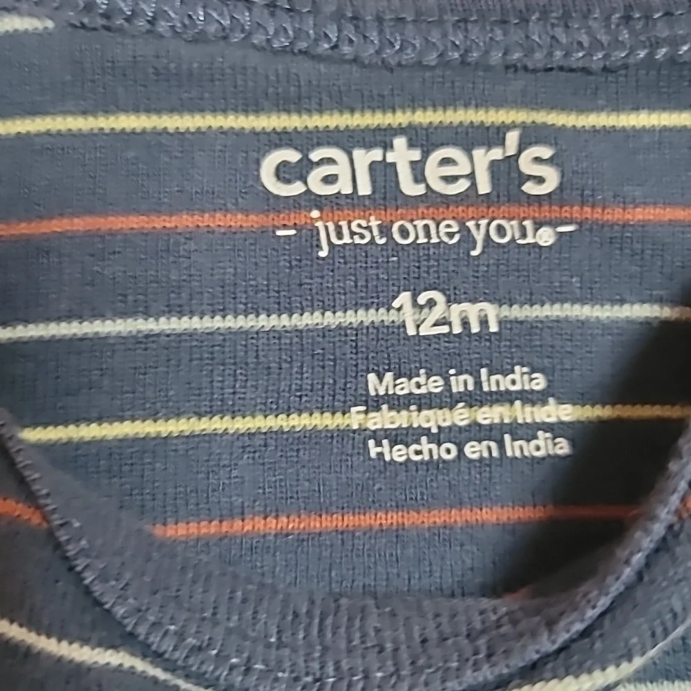 👶 Adorable Carter's Striped Onesie and Blue Pants Set (12 months) 👶 - Picture 5 of 6